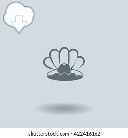 Pear icon with shadow. Cloud of download with arrow.