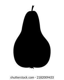 Pear icon silhouette. Fruit icon. Vector illustration of pear isolated on white background.