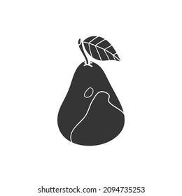 Pear Icon Silhouette Illustration. Fruit Fresh Nutrition Vector Graphic Pictogram Symbol Clip Art. Doodle Sketch Black Sign.