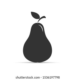 Pear icon. Pear silhouette with leaf.