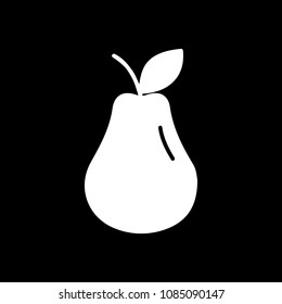 Pear icon. Silhouette Pear vector icon for web design isolated on black background