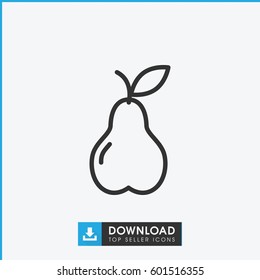 Pear Icon. Simple Outline Pear Vector Icon. On White Background.