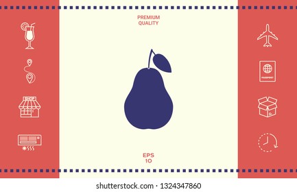Pear icon symbol. Graphic elements for your design