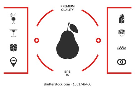 Pear icon symbol. Graphic elements for your design