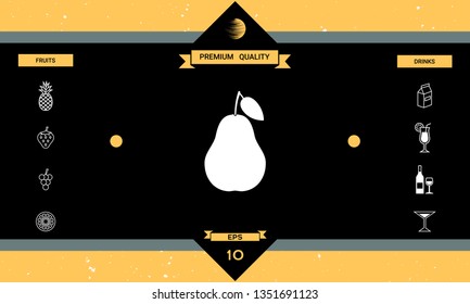 Pear icon symbol. Graphic elements for your design