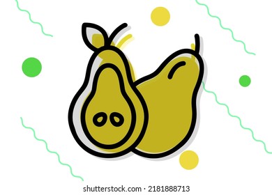 Pear icon symbol sign from modern fruits and vegetables collection for mobile concept and web apps design.  Food, harvest, and plant related.  can be used for various purposes printable projects.