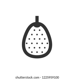 Pear icon in thick outline style. Black and white monochrome vector illustration.