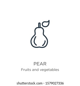 Pear icon. Thin linear pear outline icon isolated on white background from fruits collection. Line vector sign, symbol for web and mobile