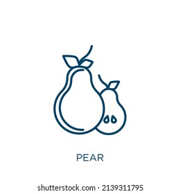 pear icon. Thin linear pear outline icon isolated on white background. Line vector pear sign, symbol for web and mobile