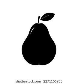 Pear icon vector illustration. Green colorful pear fruit icon isolated on white background. Cartoon flat design. Vector illustration.