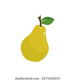 Pear icon vector illustration. Green colorful pear fruit icon isolated on white background. Cartoon flat design. Vector illustration.