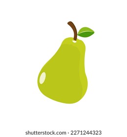 Pear icon vector illustration. Green colorful pear fruit icon isolated on white background. Cartoon flat design. Vector illustration.