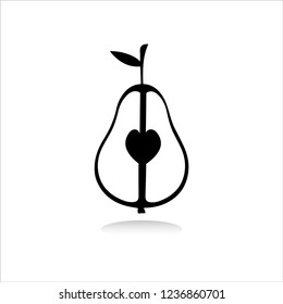 Pear icon, vector illustration with heart