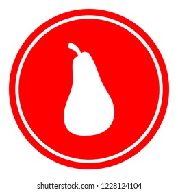 Pear icon vector illustration on red background. Eps10