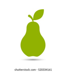 Pear icon vector isolated green simple sign.