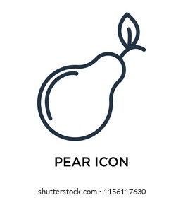 Pear icon vector isolated on white background, Pear transparent sign , thin pictogram or outline symbol design in linear style