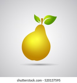 Pear icon vector on a gray background.