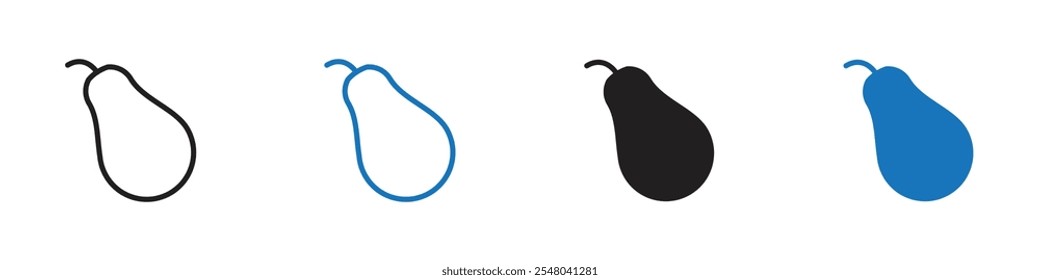 Pear icon Vector set outline