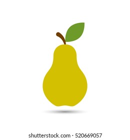 Pear icon vector. Pear silhouette color sign isolated on white.