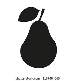 Pear icon vector. Pear silhouette sign isolated on white.