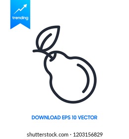 Pear icon vector. Pear silhouette sign isolated on white.