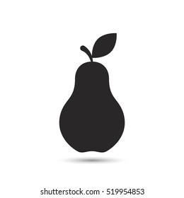 Pear icon vector. Pear silhouette sign isolated on white.