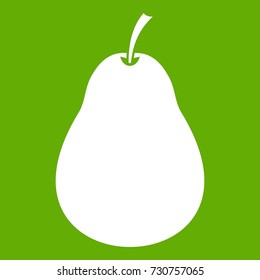 Pear icon white isolated on green background. Vector illustration