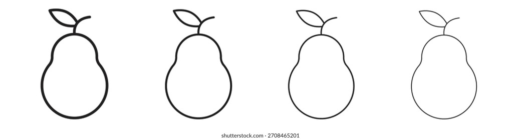 Birnen-Symbole in schwarzen einfachen Linienelementen.