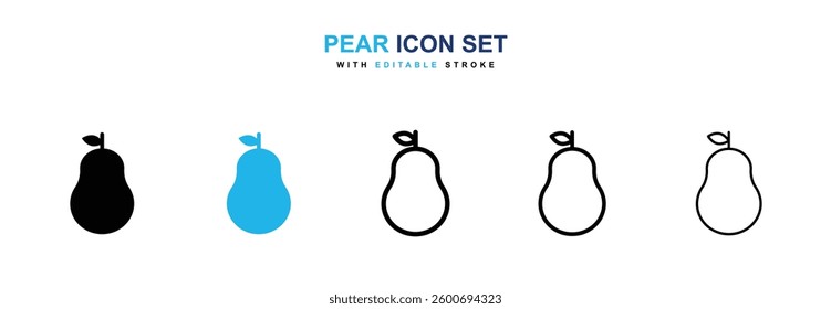 Pear icons graphics set in black and blue colors
