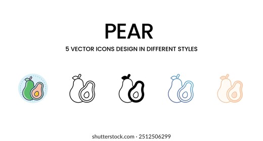 Pear icons set ready to use vector stock illustration