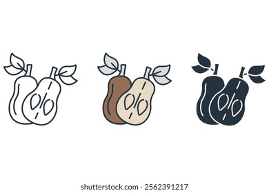 Pear icons  symbol vector elements for infographic web