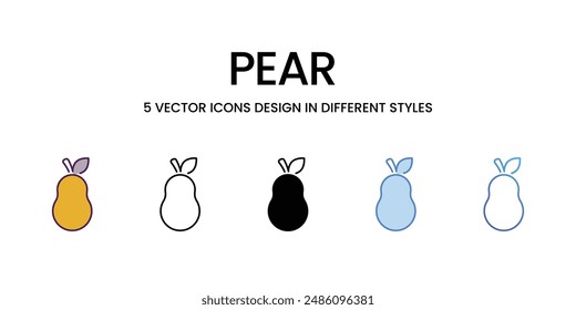 Pear icons vector set stock illustration.