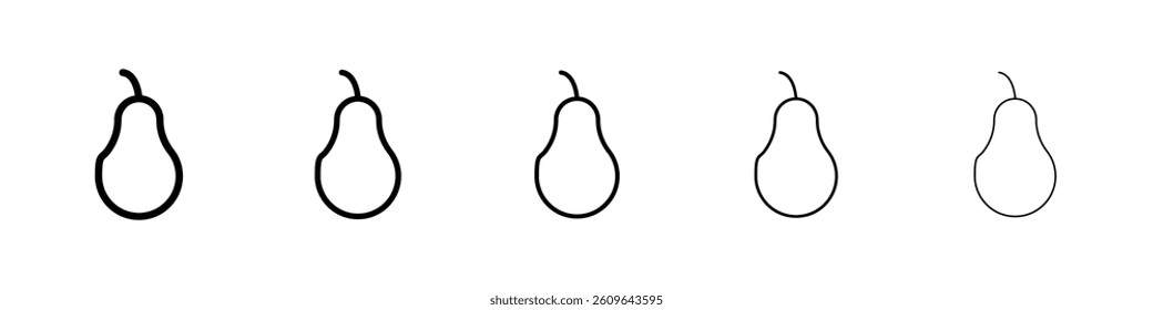 Pear icons vectors set in different stroke lines