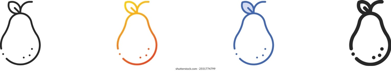 pear icon.Thin Linear, Gradient, Blue Stroke and bold Style Design Isolated On White Background