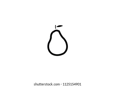 Pear illustration black vector image icon fruit symbol vitamin