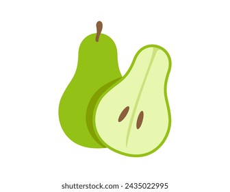 pear illustration for coloring book template, pear for kids worksheet printable