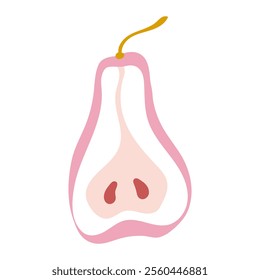 Pear illustration. Fruity hand drawn print. Delicate pink design. Summer harvest.