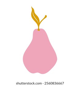 Pear illustration. Fruity hand drawn print. Delicate pink design