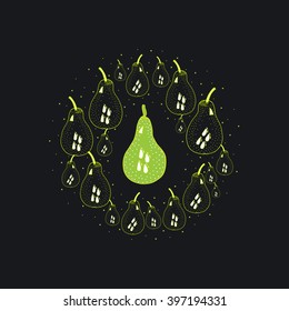 Pear Illustration of healthy food arranged in a circle. Unique vector concept.