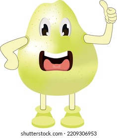 pear illustration with joyful expression character 