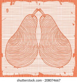 Pear  illustration on abstract texture 