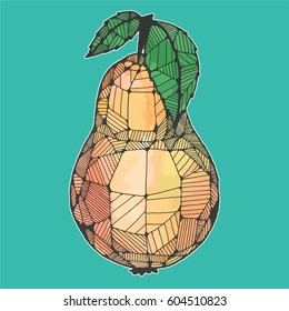 Pear illustration on a colored background, vector