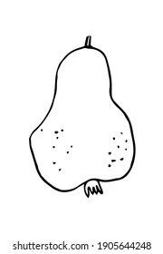 Pear. Isolated element for recipe, menu, kids bedroom decor. Hand drawn vector illustration on a white background. 