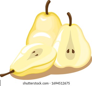 Pear isolated on white background. Vector illustration. 