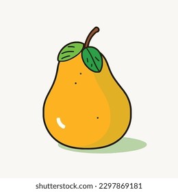 Pear isolated on white background. Vector illustration. Cut pear