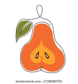 Pear isolated on white background. Natural delicious fresh ripe tasty fruit. Sweet pears with leaves. Food concept. Vector illustration for design.