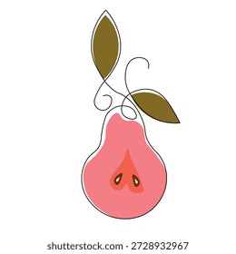 Pear isolated on white background. Natural delicious fresh ripe tasty fruit. Sweet pears with leaves. Food concept. Vector illustration for design.
