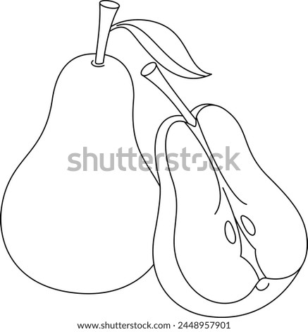 Pear Isolated Vector Illustration Coloring Page Hand Drawn for Kids