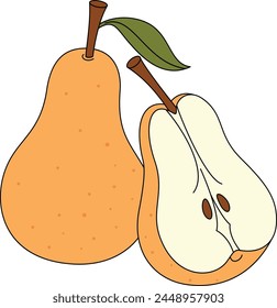 Pear Isolated Vector Illustration Hand Drawn for Kids