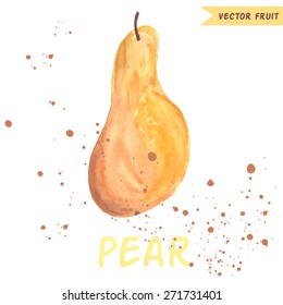 Pear. Isolated watercolor fruit on background. Vector illustration. EPS 8